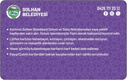 Solhan Belediyesi Tam Kart arka yüz tasarımı